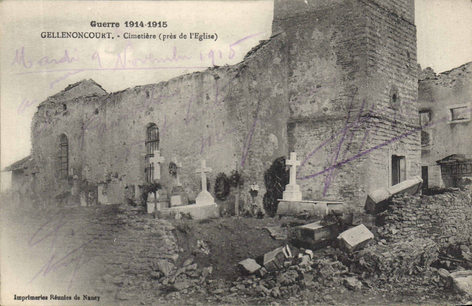 Gellenoncourt — Cimetière près de l'église — Imprimeries Réunies de Nancy