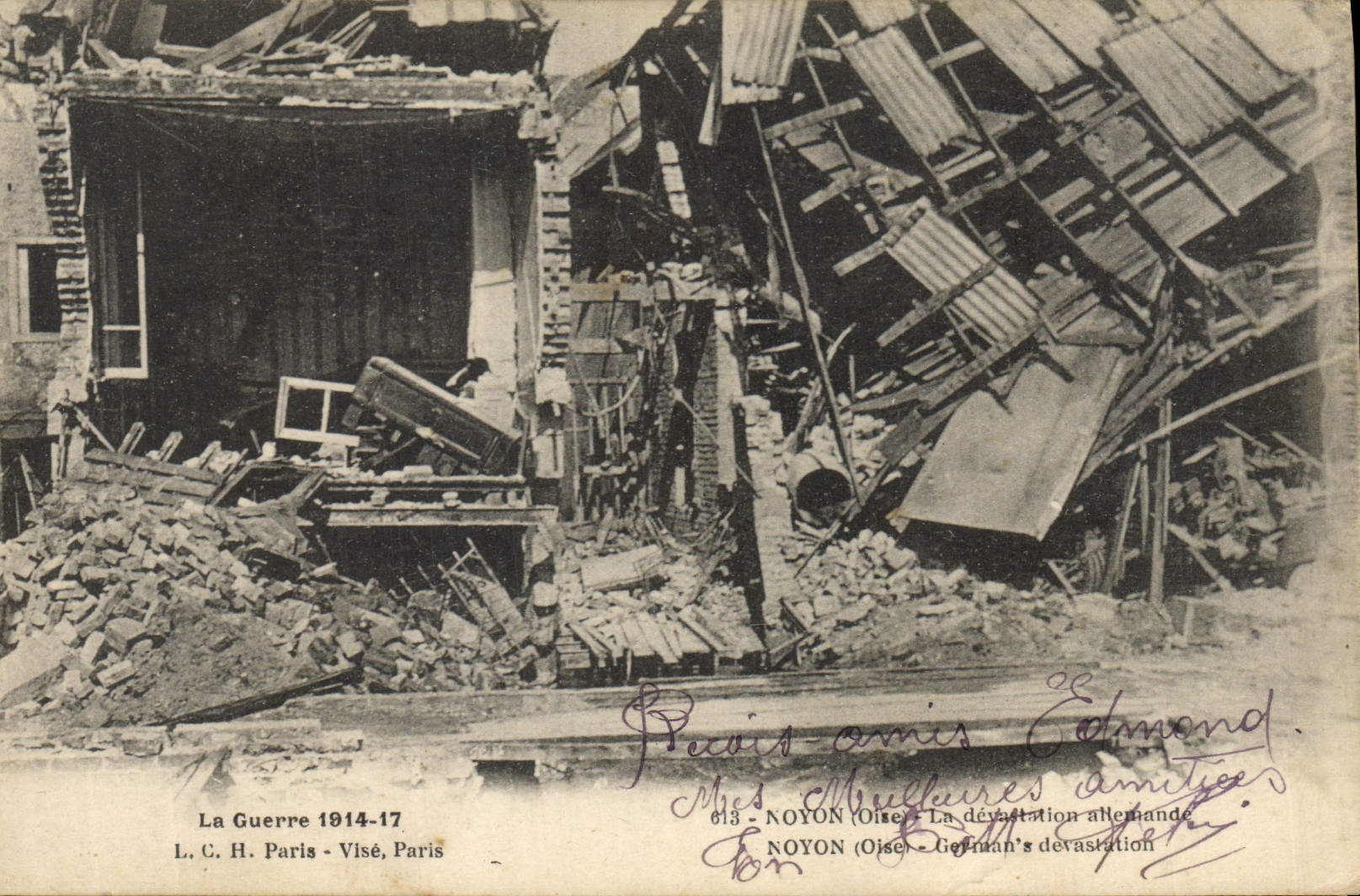 Destruction à Noyon (Oise) — La dévastation allemande — L.C.H. Paris - Visé, Paris