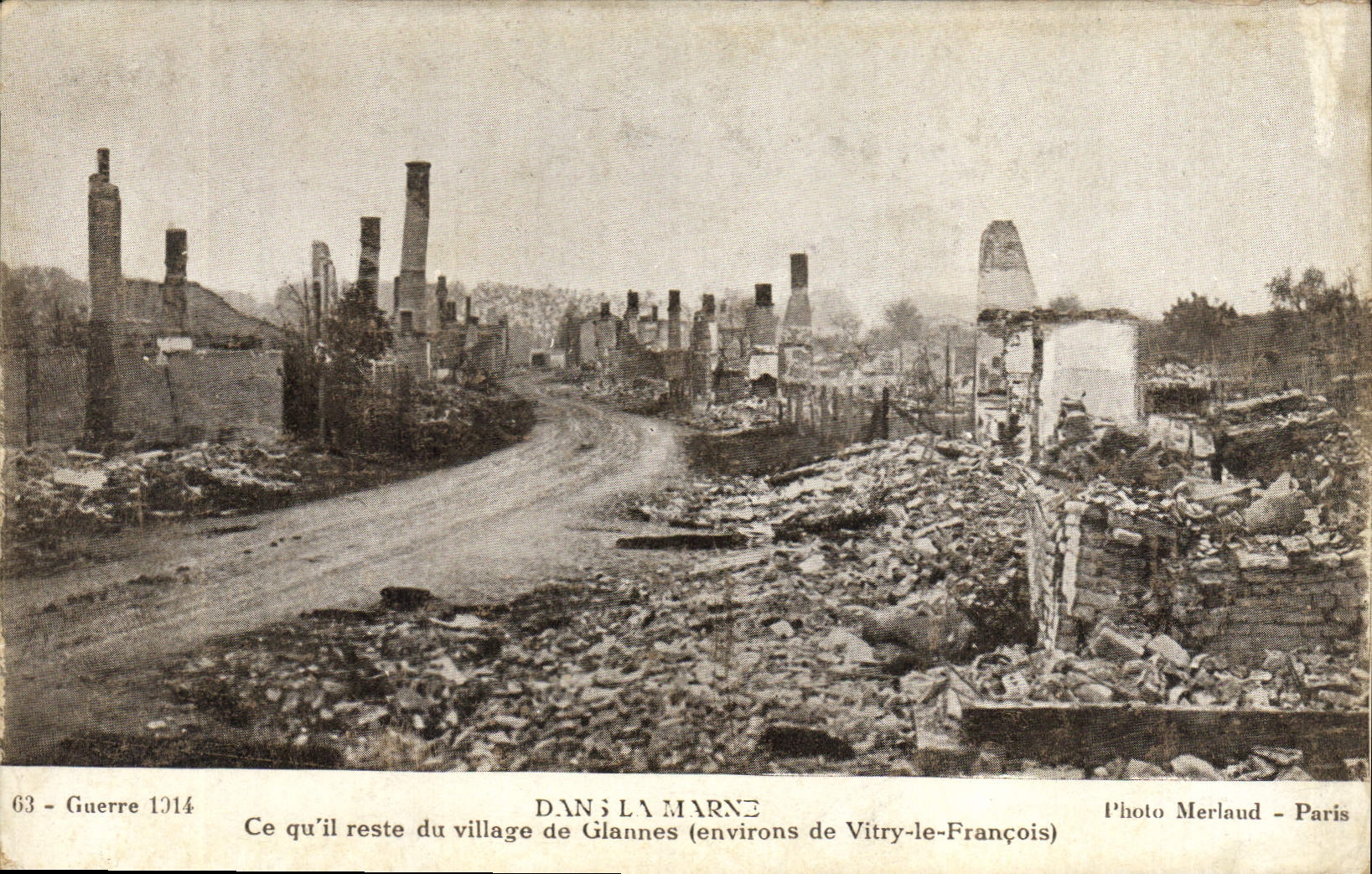 Glannes — Ruins after the War 1914 — Photo Merlaud - Paris, No. 63