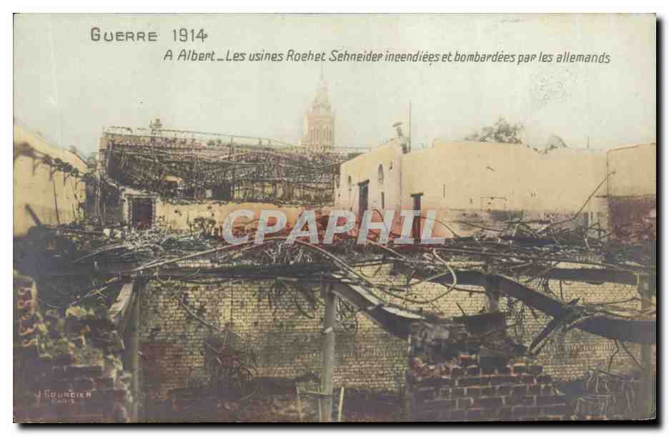 Albert — Roehneider-Fabriken in Brand und unter Bombenattacke durch die Deutschen — J. Jourdier, Paris