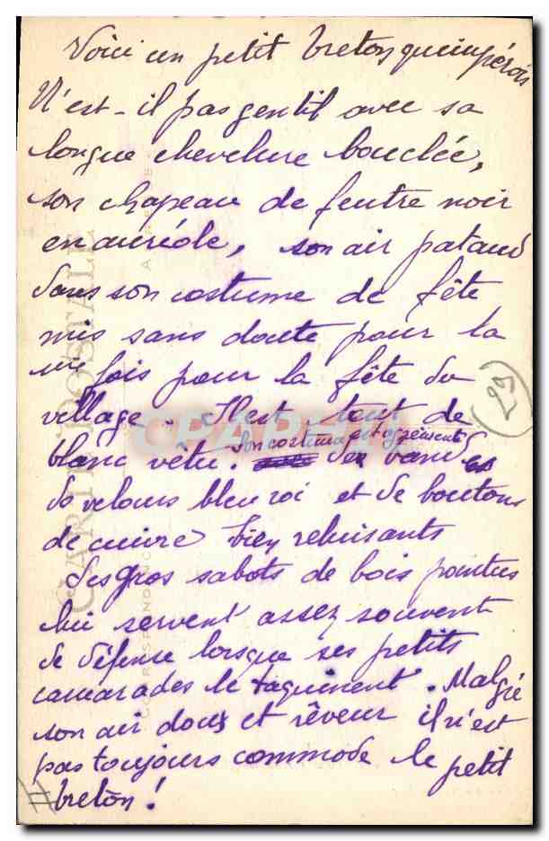 CPA Folklore De la Bretagne Bon souvenir Petit garcons de Quimper  — Verso