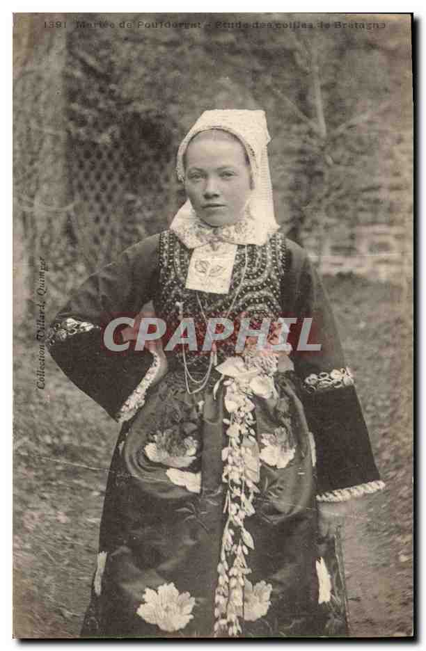 CPA Folklore Mariee Etude des coiffes de Bretagne