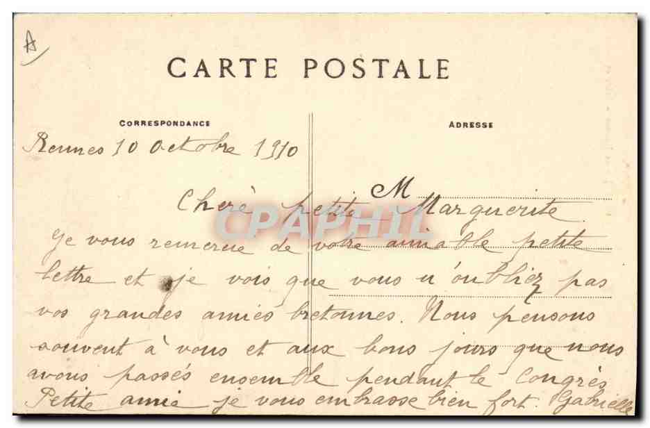 CPA Folklore Jeunes Bretons Frere et Soeur  — Verso