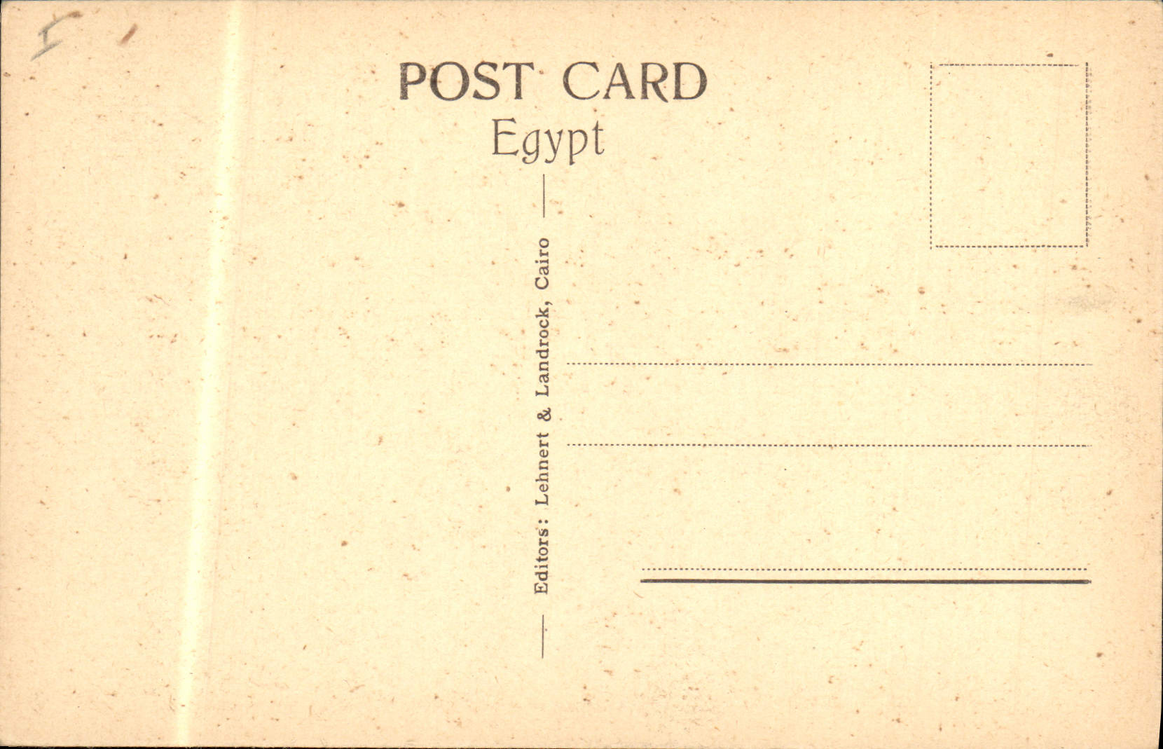 Kom-Imbô - Poloméy entre les deux Divinités de Haute et Basse Égypte — Éditeur Lehnhert & Landrock, n° 1578 — Verso