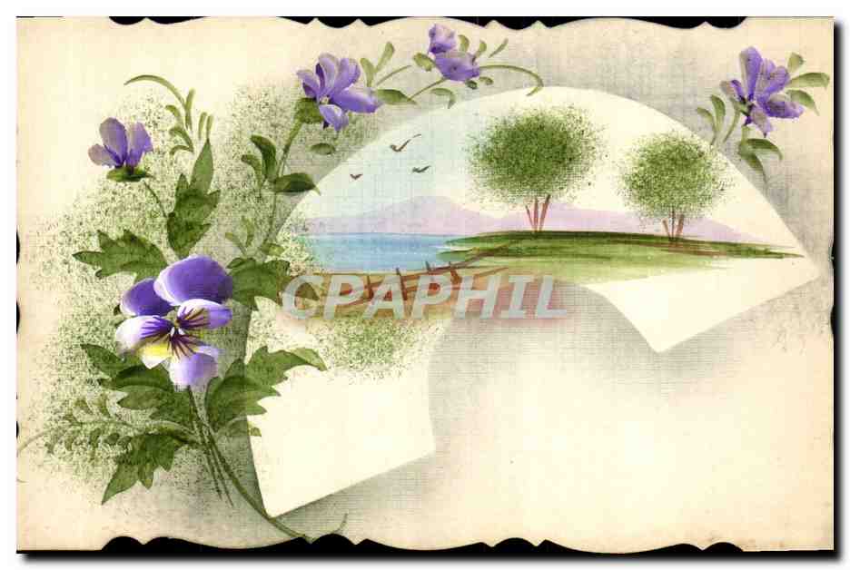 Violettenbloemen — kustlandschap — uitgever niet geïdentificeerd