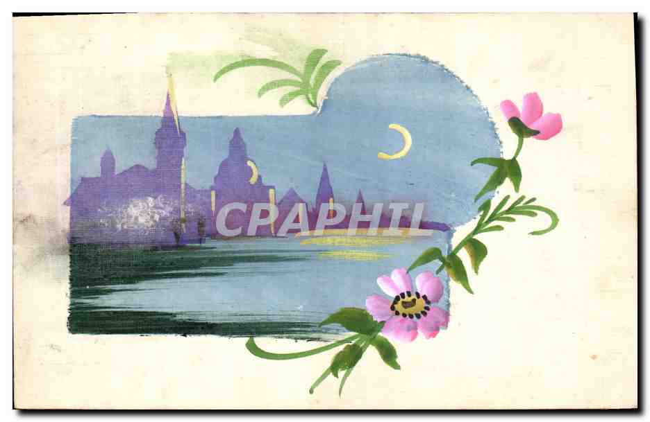 Vue de ville au crépuscule — éditeur non visible — n° de série non visible