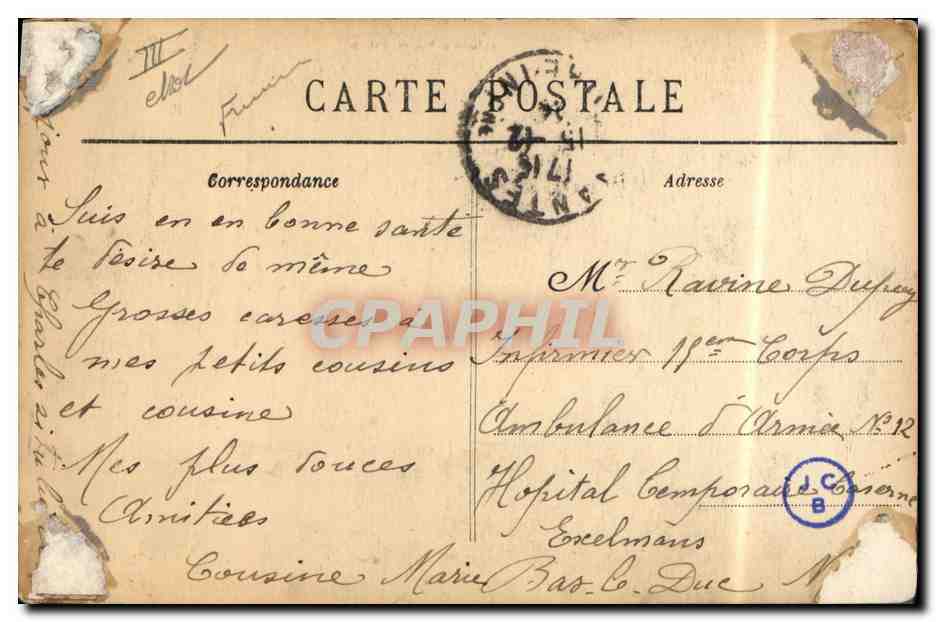 CPA Folklore  Type de Femme de L'Ile de Sein Etude de Tete  — Verso