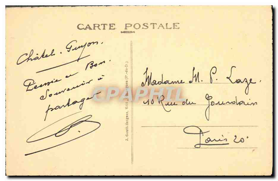 CPA L'Auvergne Chateau feodal de Tournoel  — Rückseite