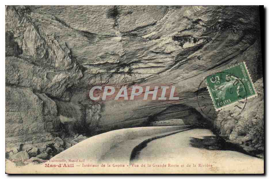 CPA Mas d'Azil Interieur de la Grotte Vue de la Grande Route et de la Riviere 