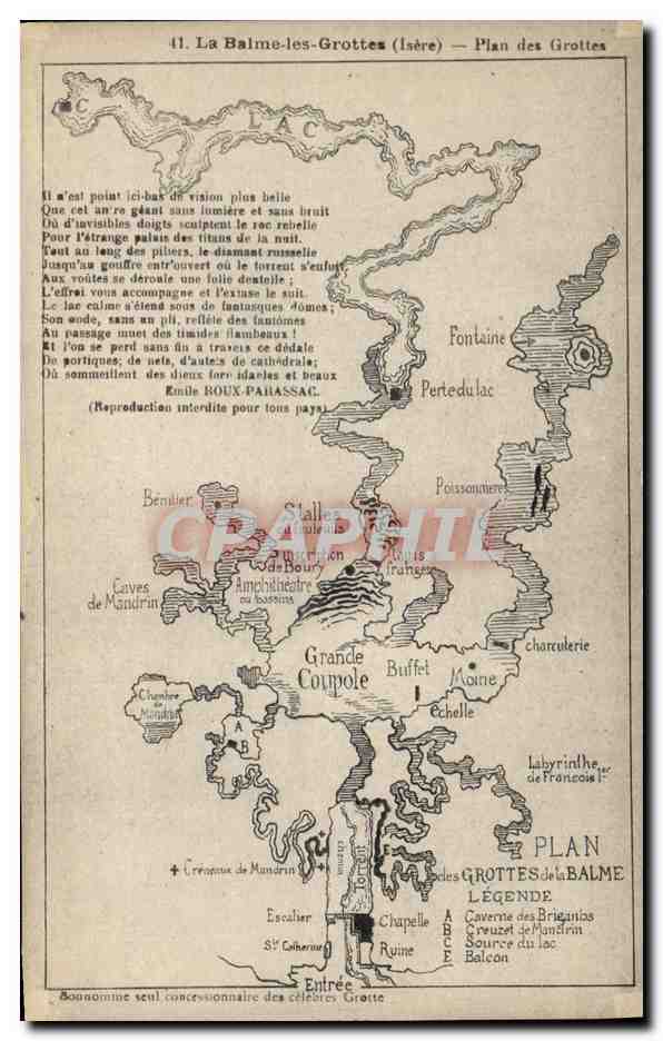 La Balme-les-Grottes (Isère) — Plan des Grottes — Imp. Phot. A. Thétiat & Cie, Toulouse