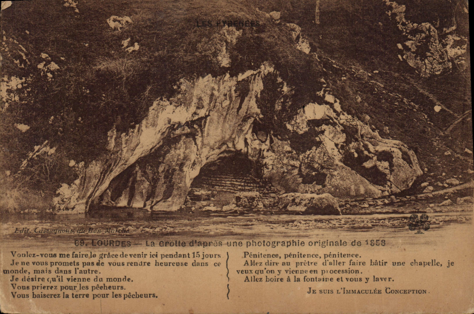 CPA Lourdes La Grotte d'apres une photographie originale de 1858 