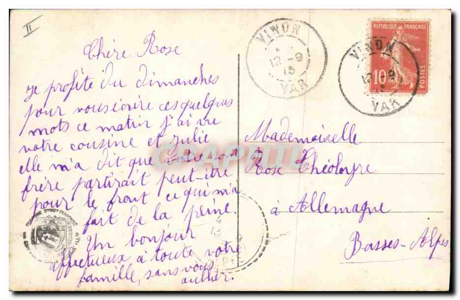CPA Fantaisie Enfants Poupee  J'attend comme un bruit a la porte Quel est ce pli que l'on m'apporte? — Rückseite
