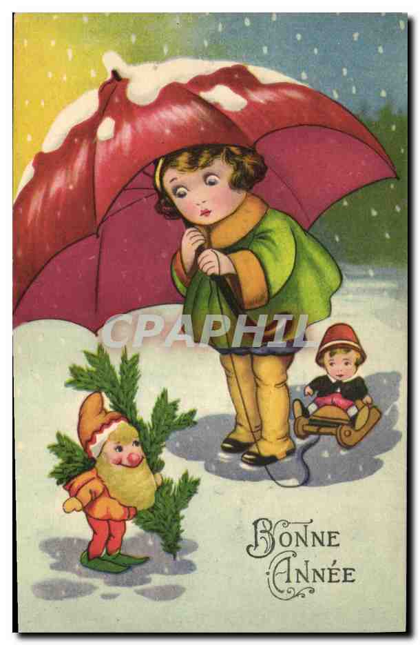 CPA Fantaisie Enfants Poupee  Bonne Annee Nain 