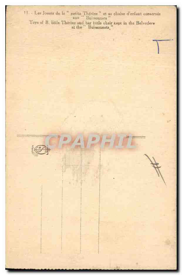CPA Fantaisie Enfants Poupee  Les Jouets de la petite Therese et sa chaise d'enfant conserves aux Bu — Verso