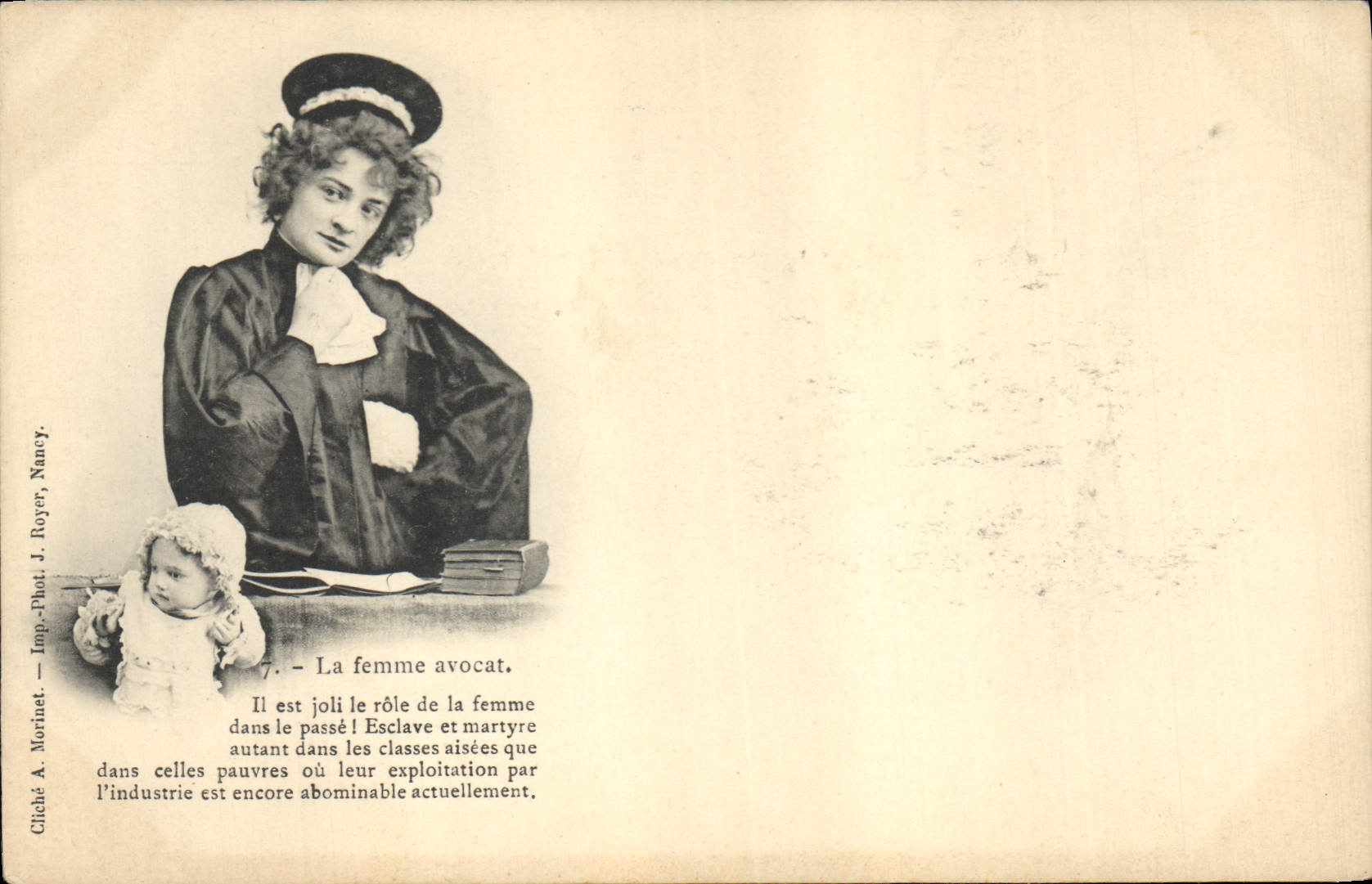 La femme avocat — Sujet féministe — Cliché A. Morinet, Nancy, n°7