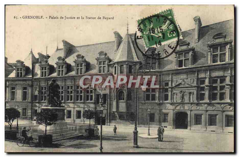 CPA Grenoble Palais de Justice et la Statue de Bayard 