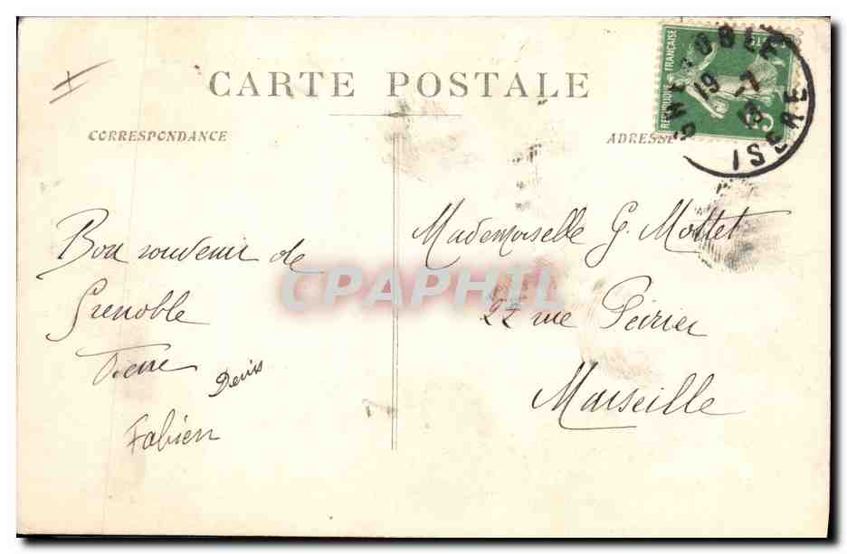 CPA Grenoble Palais de Justice et Statue Bayard  — Verso