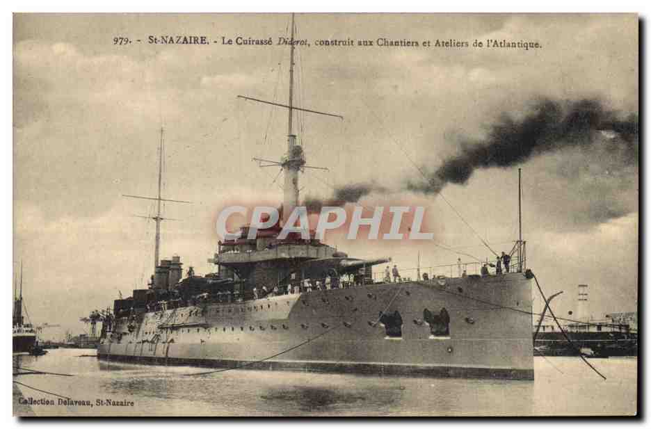 Saint-Nazaire — La nave blindada Diderot, construida en los Astilleros y Talleres del Atlántico — Colección Delarneau