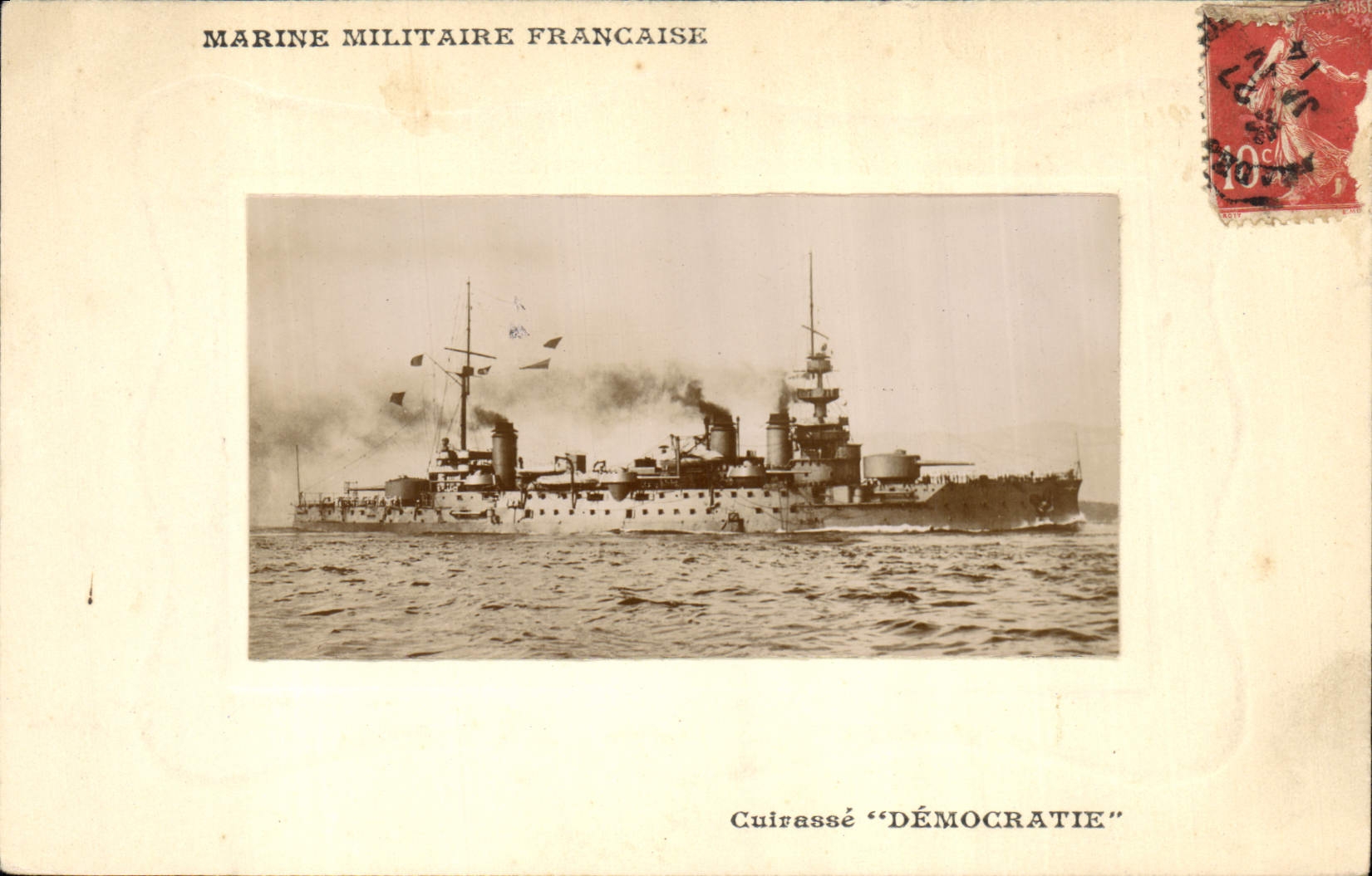 Cuirassé "DÉMOCRATIE" — Marine Militaire Française — Établissements Phototypiques Marius Bar Toulon