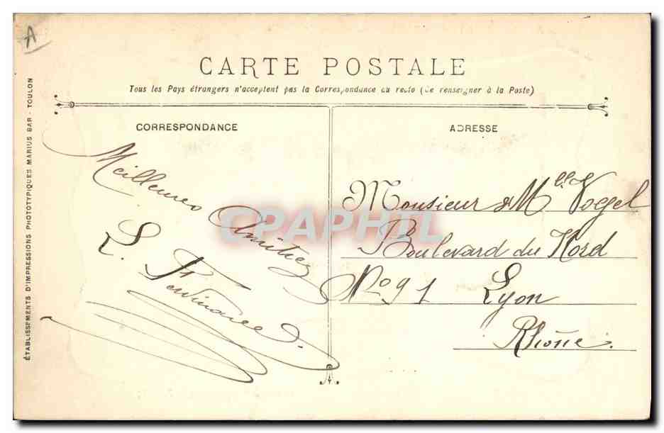 Cuirassé "DÉMOCRATIE" — Marine Militaire Française — Établissements Phototypiques Marius Bar Toulon — Reverso