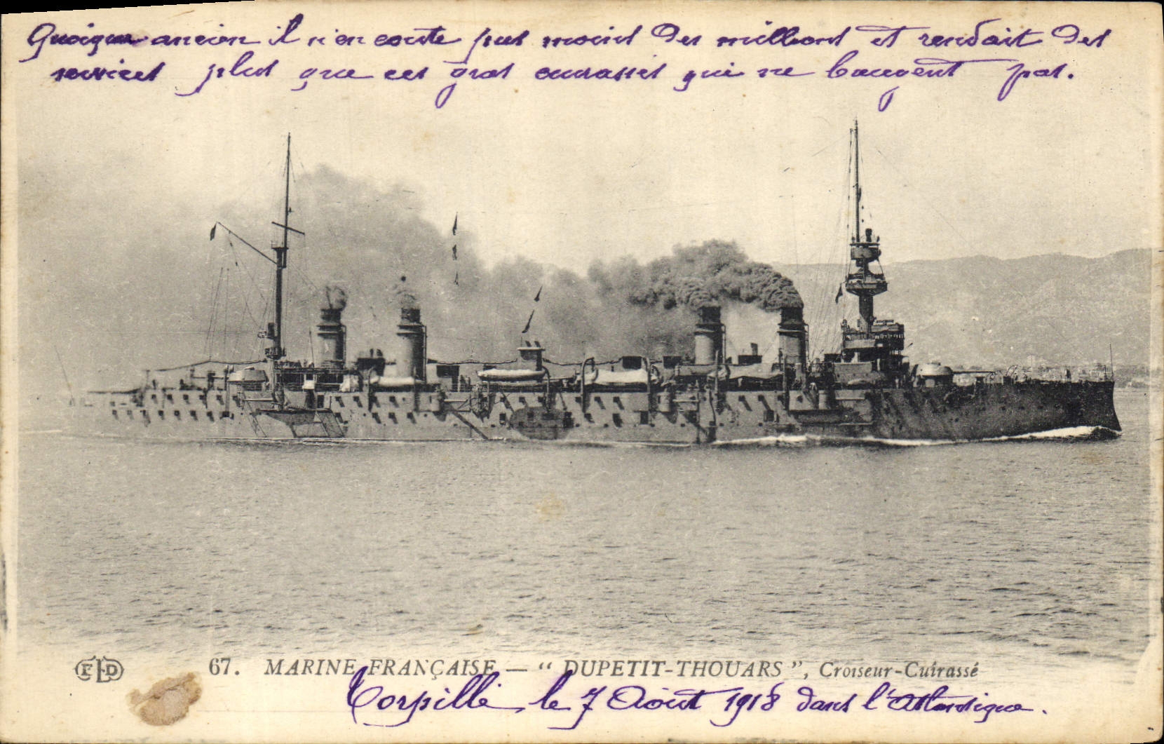 Croiseur-Cuirassé "Dupetit-Thouars" — Marine Française — Corsica, 7 octobre 1918
