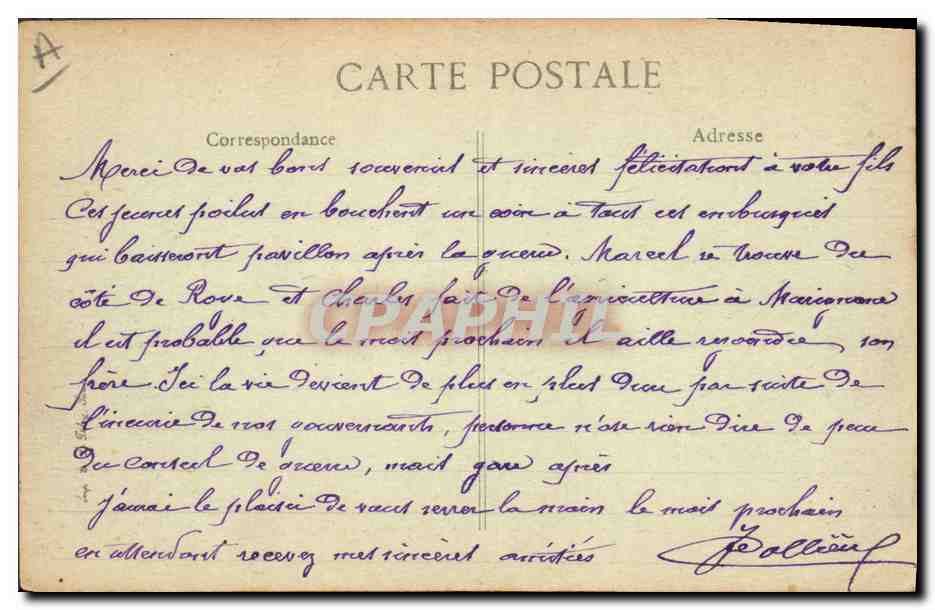 Croiseur-Cuirassé "Dupetit-Thouars" — Marine Française — Corsica, 7 octobre 1918 — Reverso