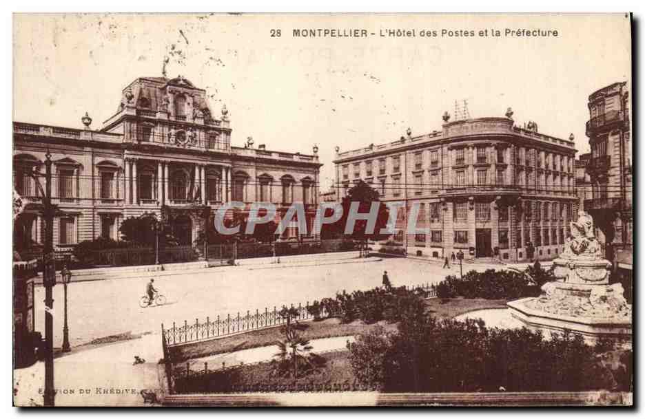CPA Montpellier L'Hotel des postes et la Prefecture 