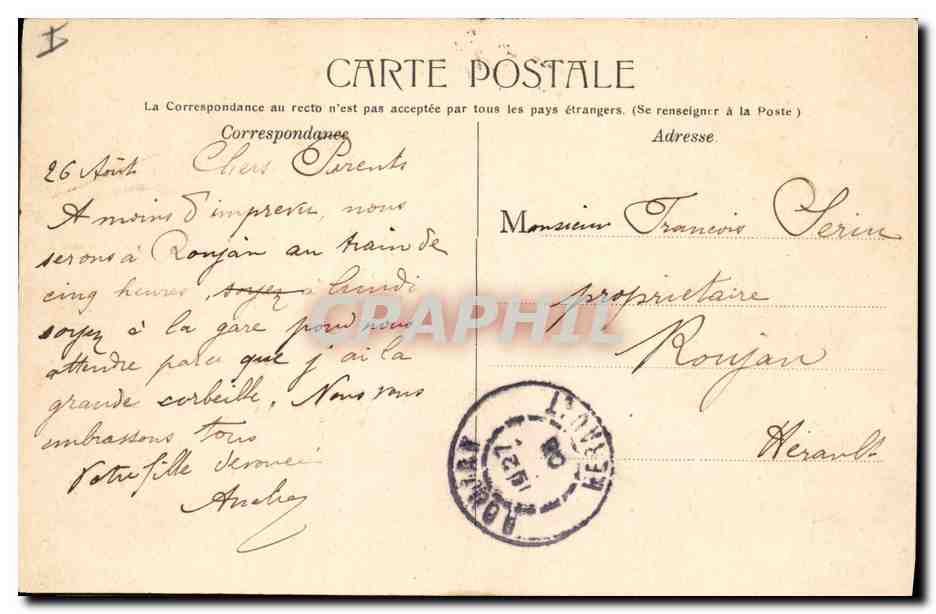 CPA montpellier la Prefecture et l'hotel des Postes  — Rückseite