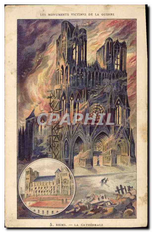 Reims — Die Kathedrale — Die Denkmäler Opfer des Krieges