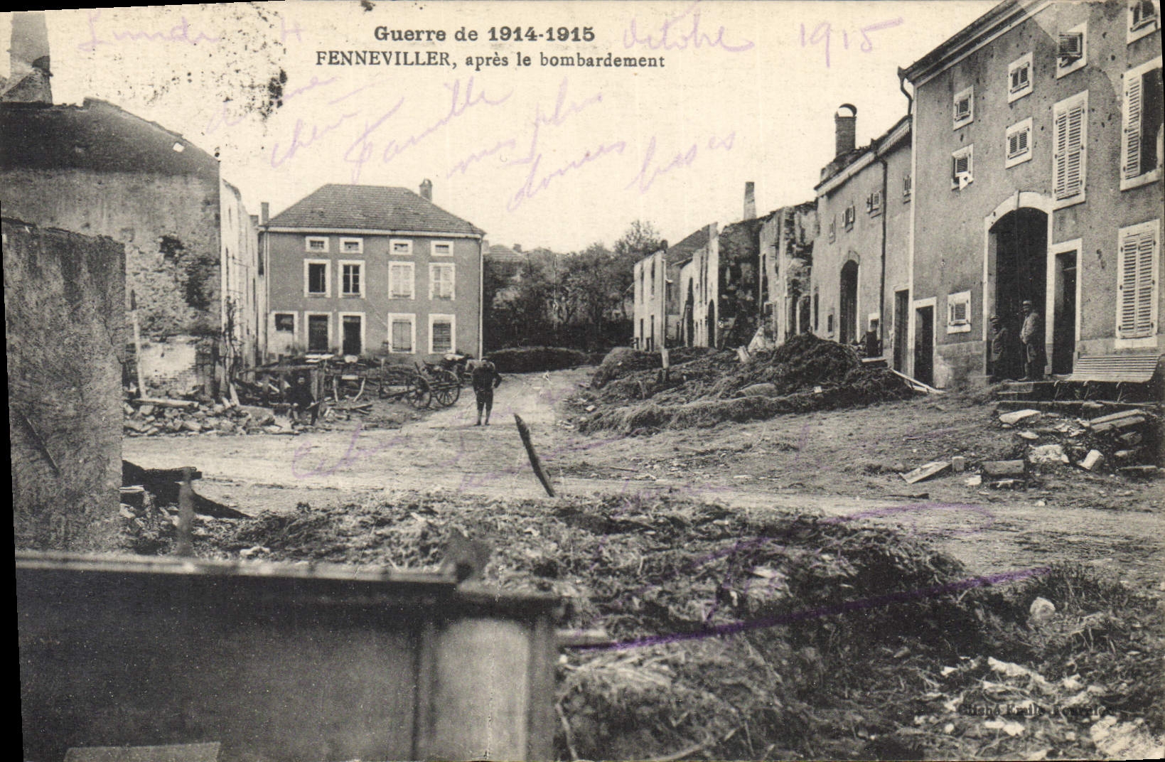 Fenneviller — après le bombardement — éditeur Cliché Krells, n° 104