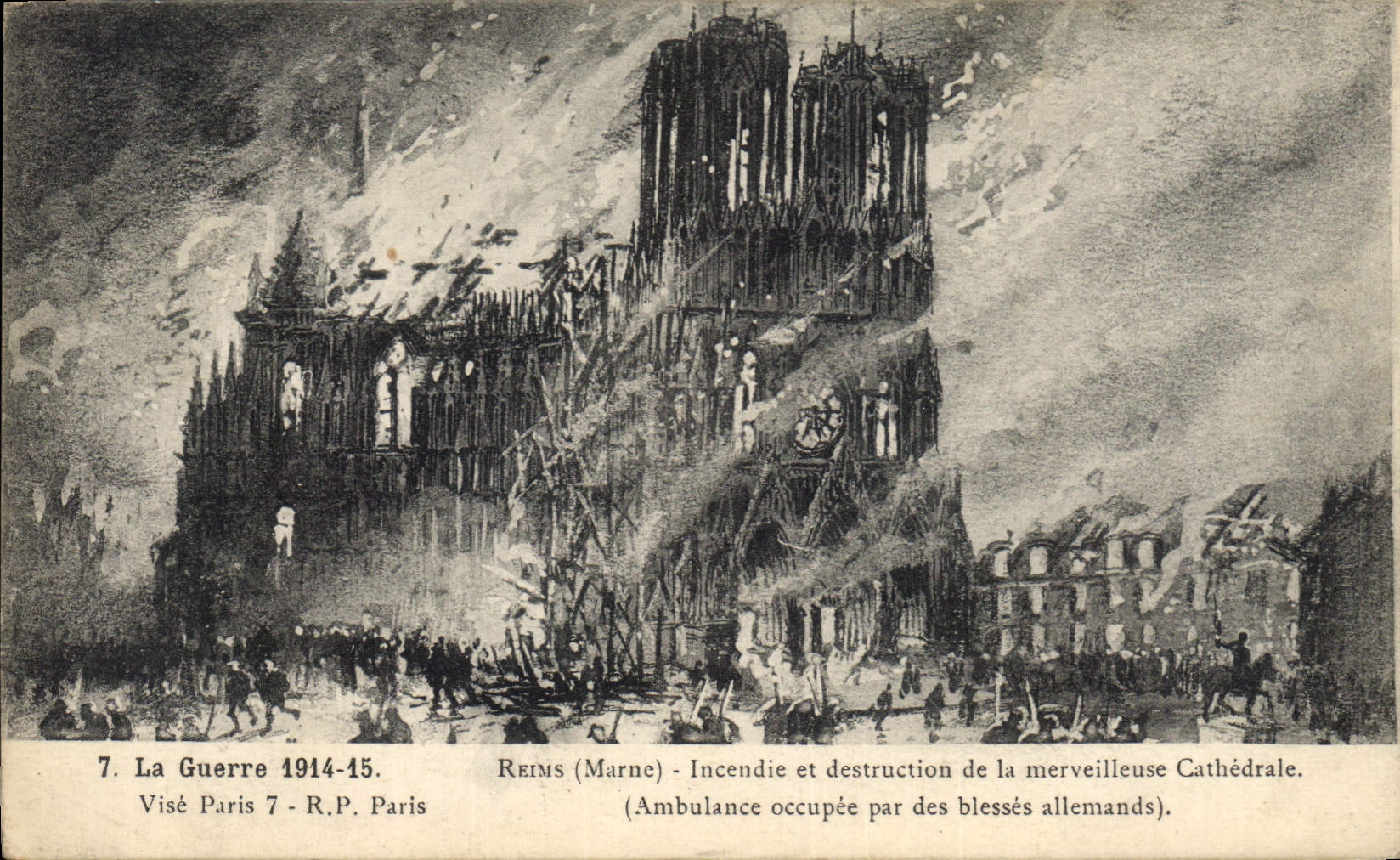 CPA Militaria La guerre 1914 15 Reims Marn Incendie et destruction de la merveilleuse Cathedrale 