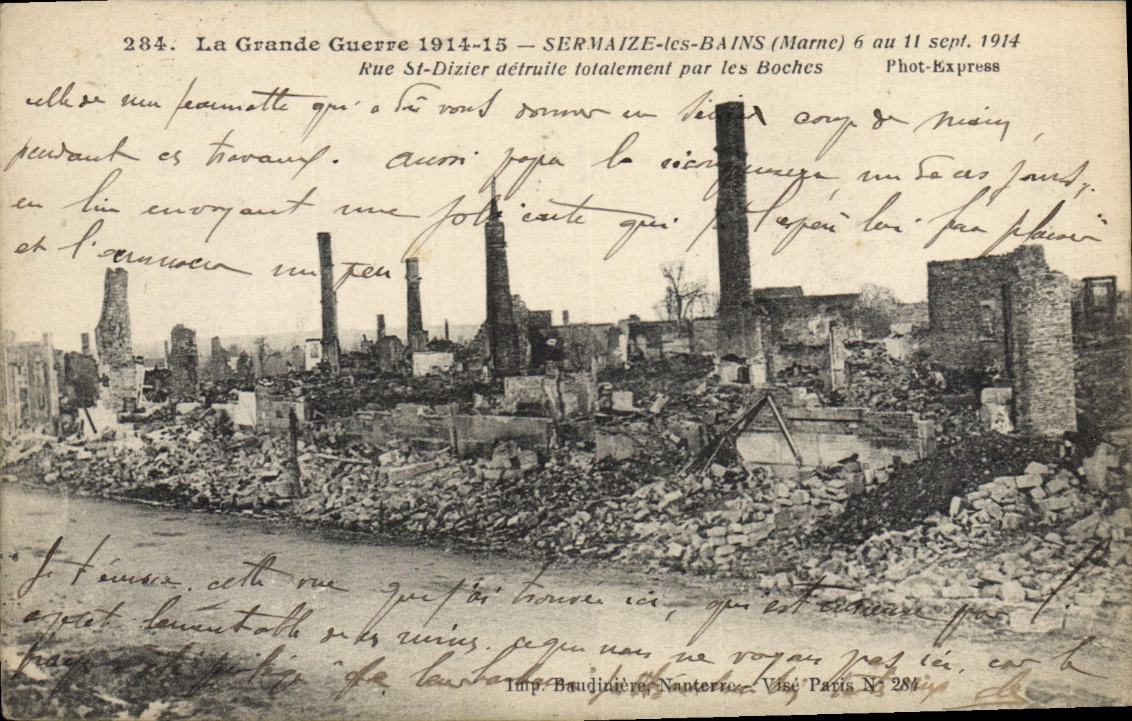 Sermizé-les-Bains (Marne) — Ansicht der St-Dizier-Straße zerstört von den Deutschen — Phot-Express N°284