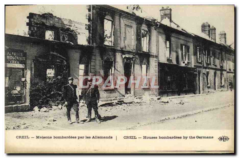 Creil — Maisons bombardées par les Allemands — Éditeur E.P.D.