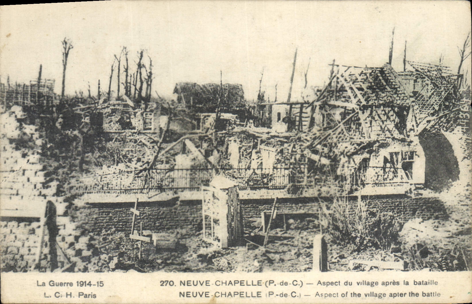 Neuve-Chapelle (P.-de-C.) — Aspect du village après la bataille — L. C. H. Paris, n° 270