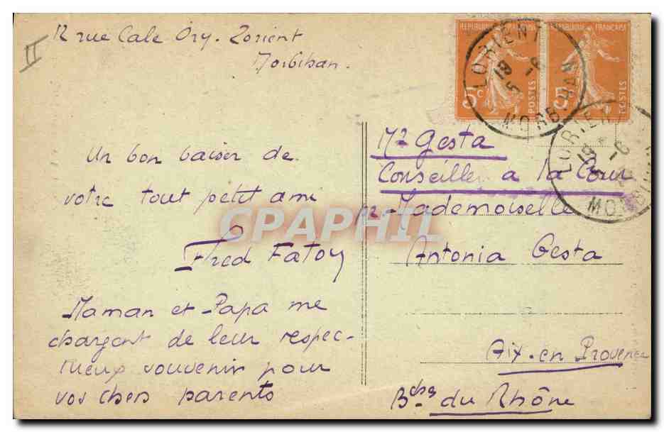CPA Folklore Jeune Breton  — Verso