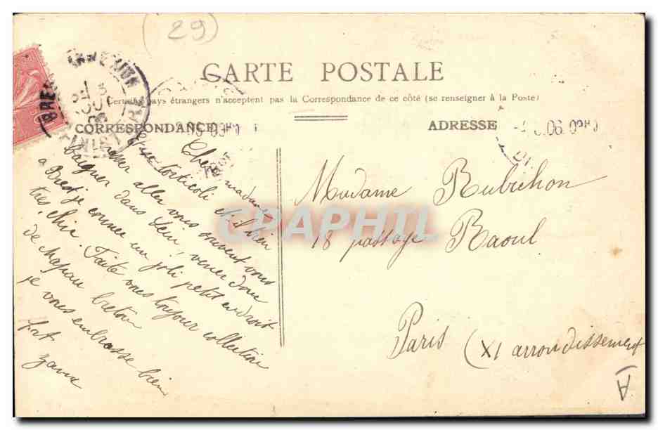 CPA Folklore Environs de Brest costume Breton  — Verso