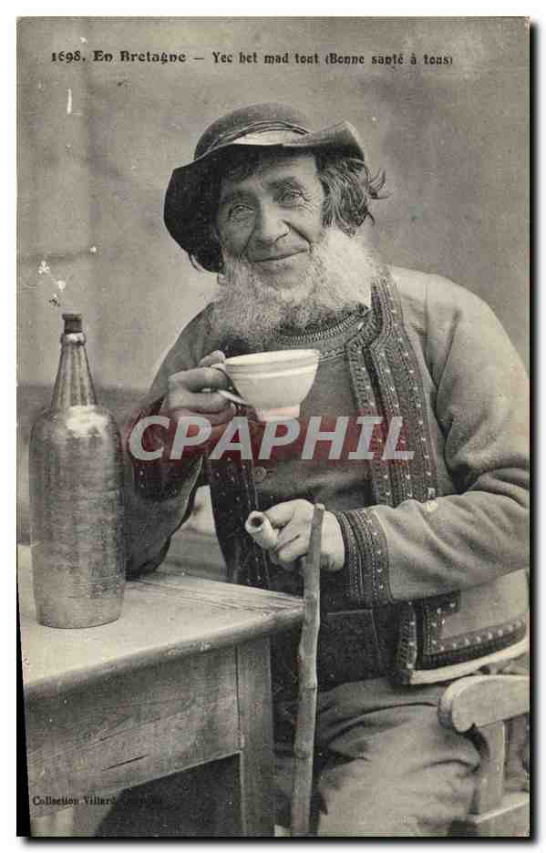 CPA Folklore En Bretagne Bonne sante a tous 