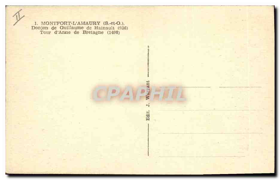 CPA Montfort L'Amaury Donjon de Guillaume de Hainault  — Rückseite