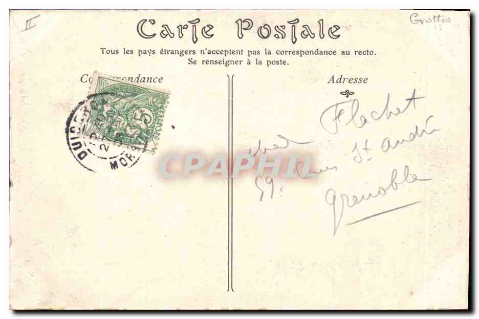 CPA Belle Ile en mer Les Roches de grotte de l'Apotbicairerie  — Rückseite