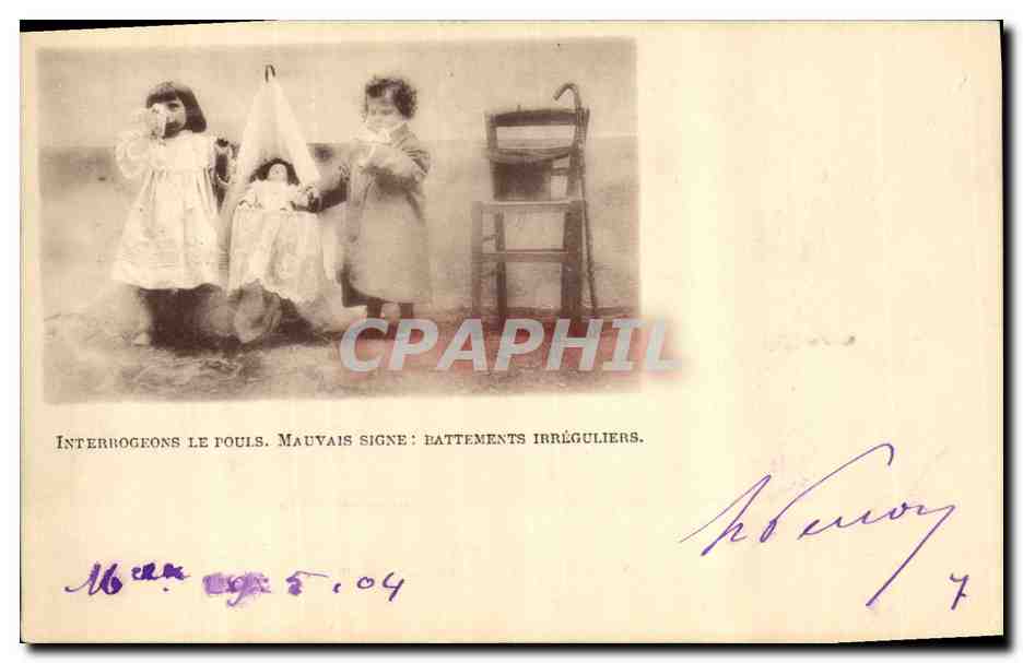 CPA Poupee Interrogeons le pouis Mauvais signe battements irreguliers 