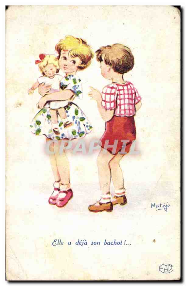 Zwei Kinder mit Puppe — Sie hat bereits ihr Bachot! — Matéja