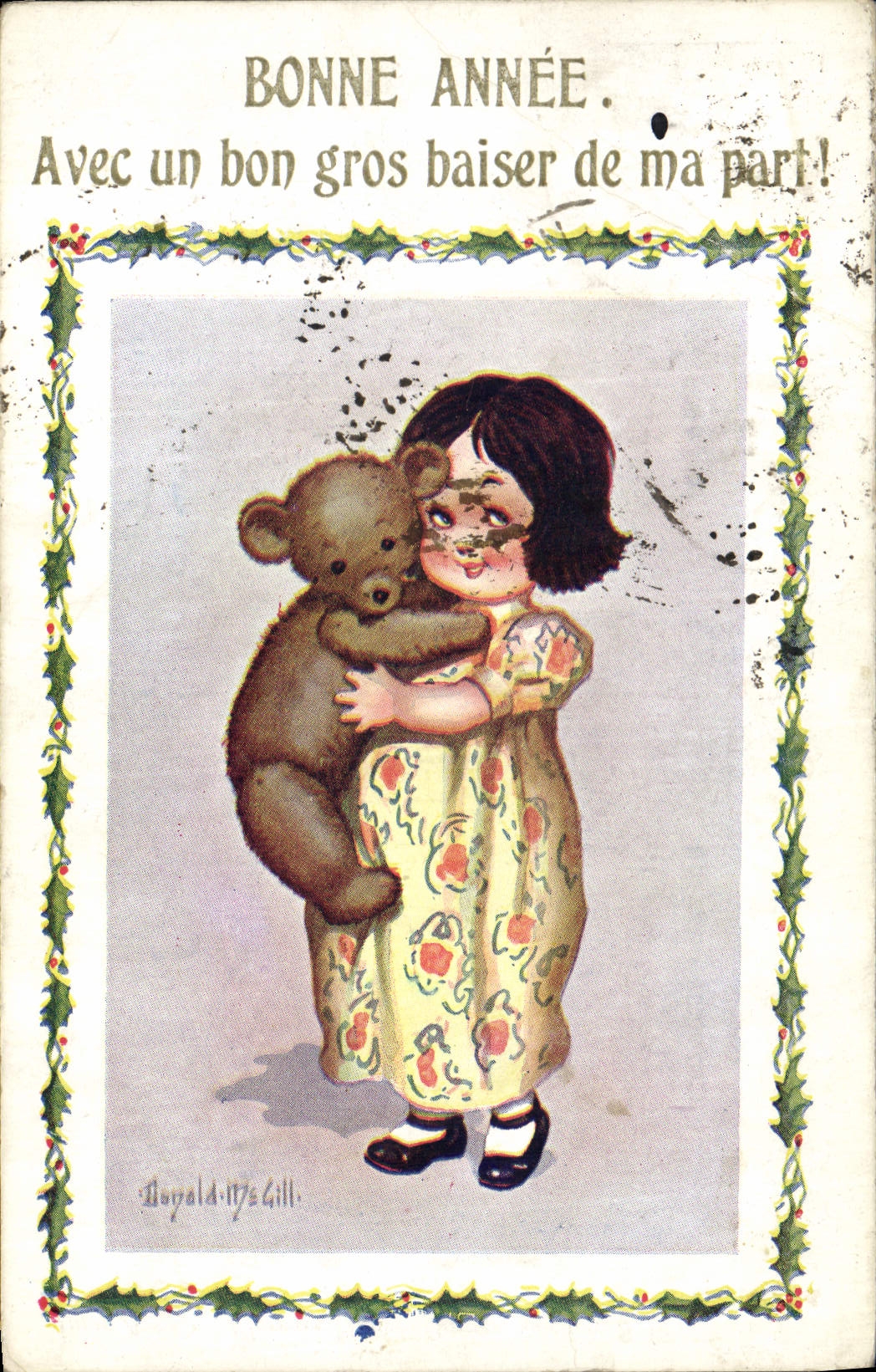 CPA Poupee Bonne annee Avec un bon gros baiser de ma part Donald Mc Gill