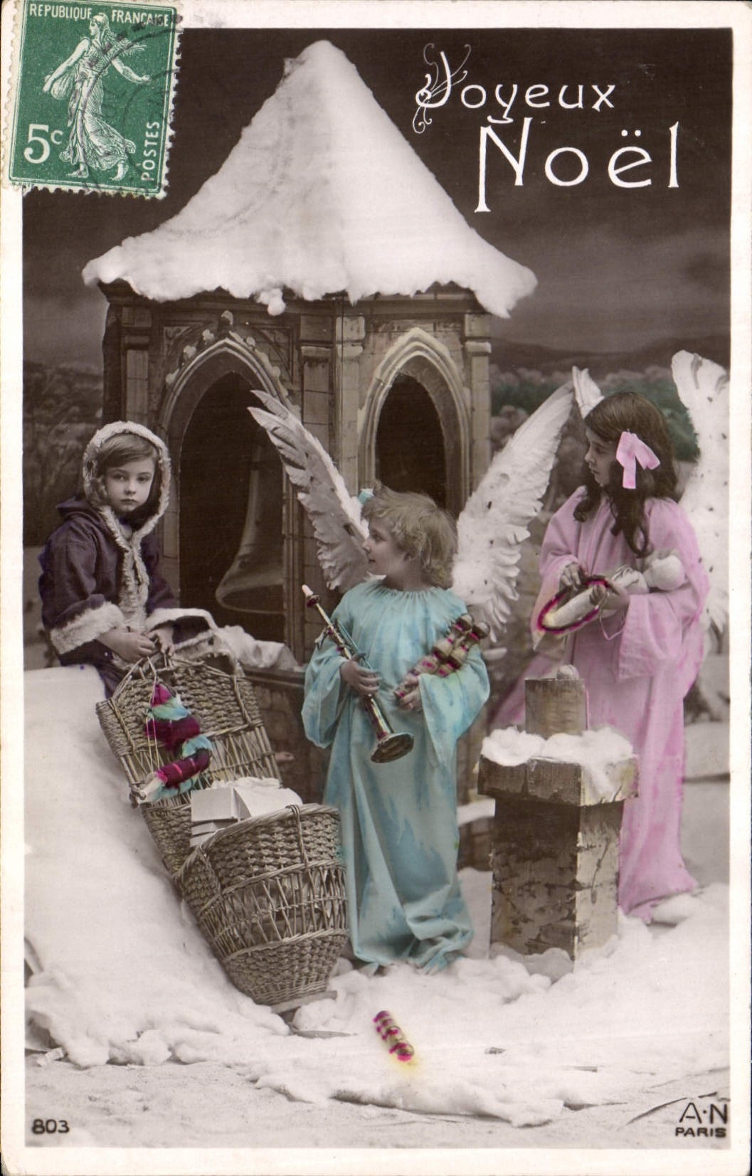 Enfants anges — scène de Noël — A-N PARIS n°803