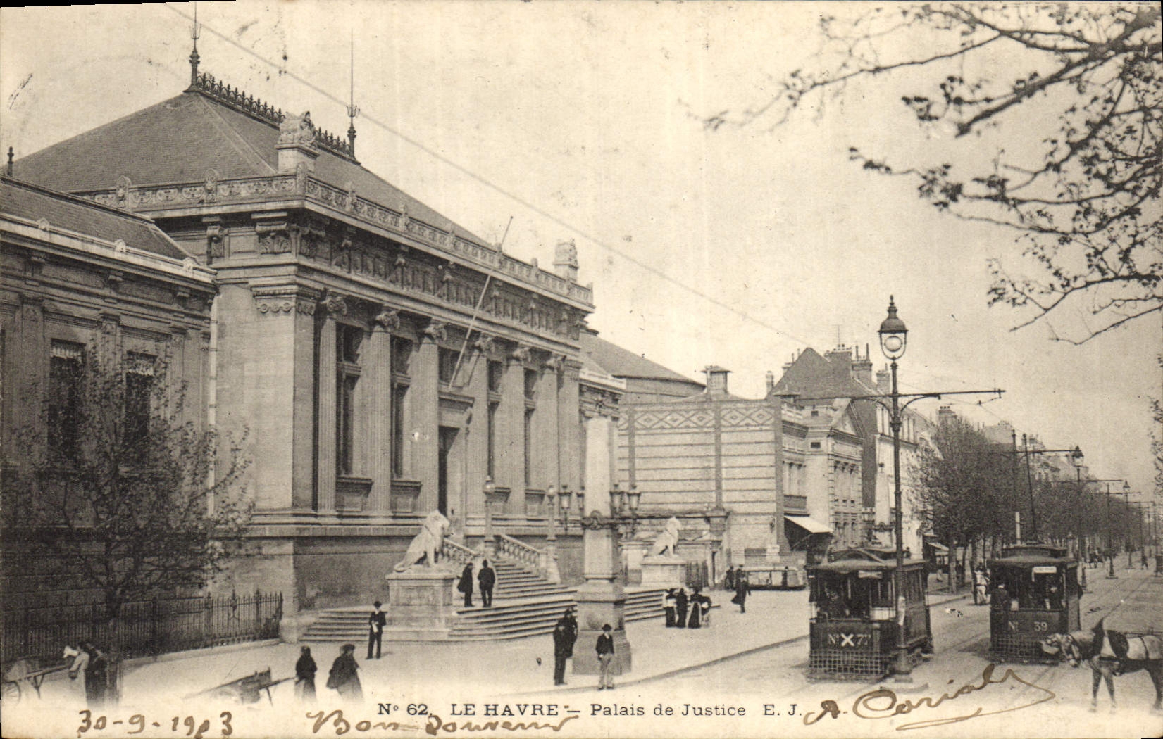 CPA Le Havre Palais de Justice Tramway 