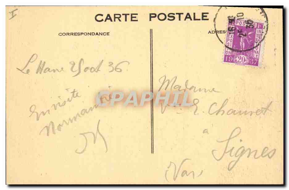 CPA Le Havre Palais de Justice  — Verso