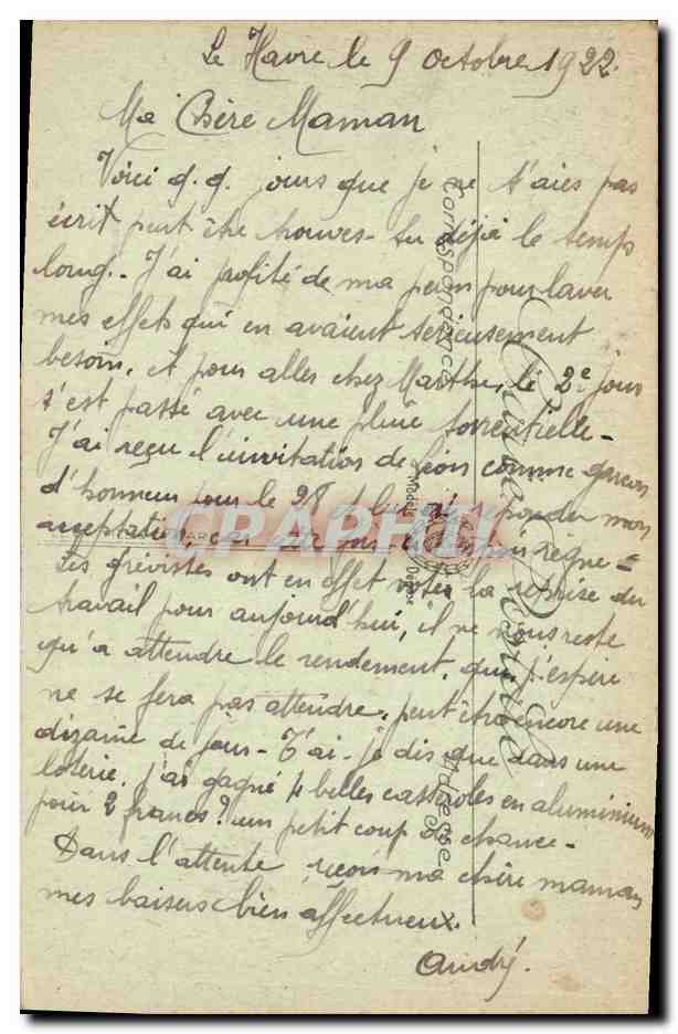 CPA Le Havre Palais de Justice et le Boulevard de Strasbourg Tramway — Verso