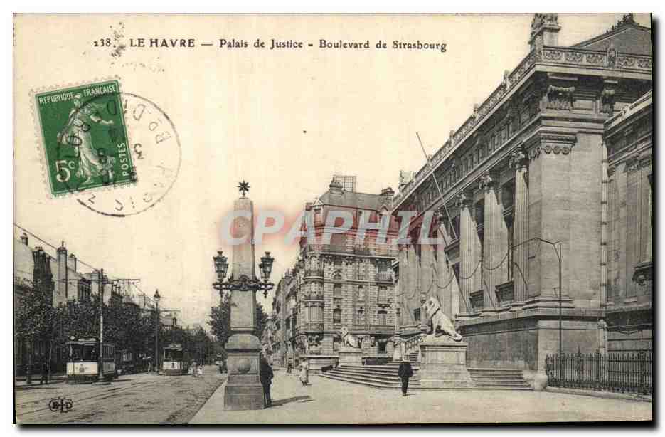 CPA Le Havre Palais de Justice Boulevard de Strasbourg Tramway