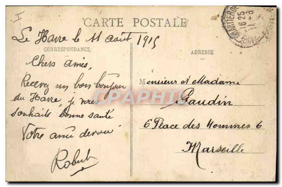 CPA Le Havre Le Palais de Justice  — Verso