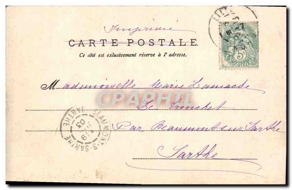 CPA Lille Le Palais de Justice  — Verso