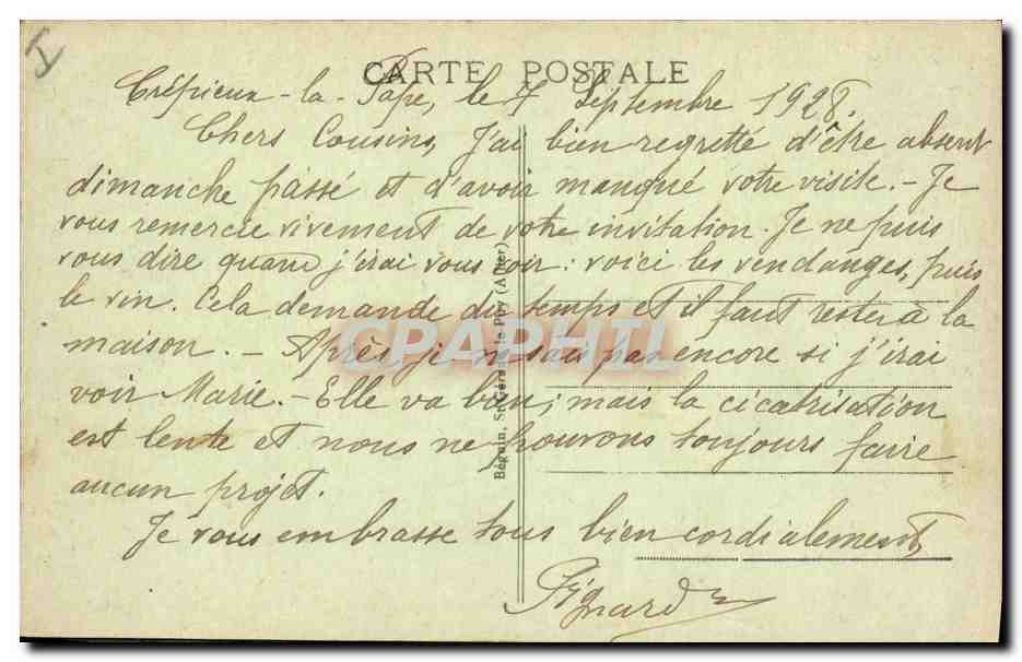 CPA Lyon Le Palais de Justice  — Verso